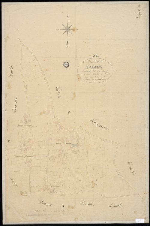 Agris - 3 P 3/10 - Section E dite du Bourg. Feuille 2.  | 1830