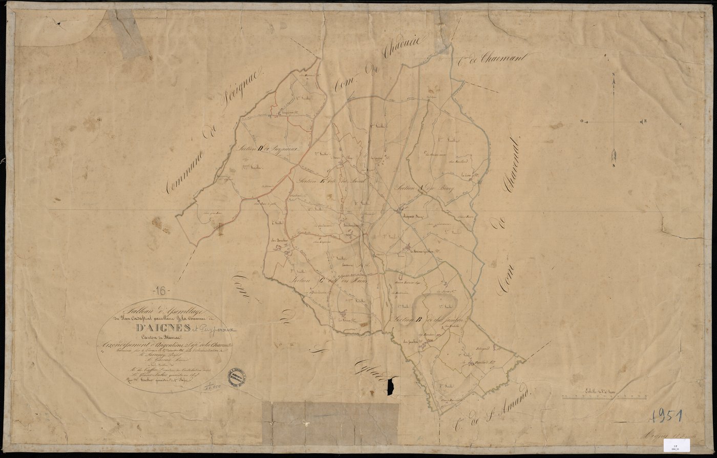 Aignes-et-Puypéroux - 3 P 4/1 - Tableau d'assemblage.  | 1836