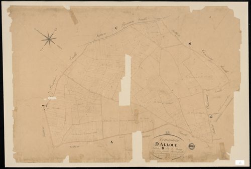 Alloue - 3 P 7/5 - Section B dite du Bourg. Feuille 1.  | 1835