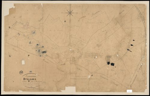 Alloue - 3 P 7/10 - Section D dite des Brechevaux. Feuille 2.  | 1835