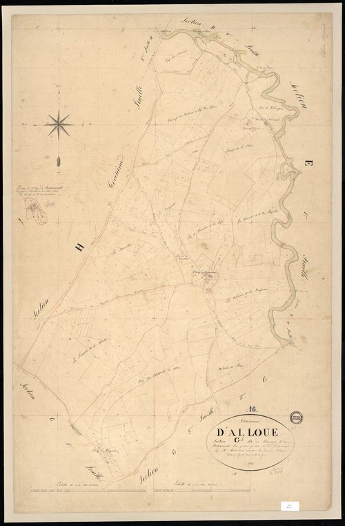 Alloue - 3 P 7/17 - Section G dite des Chevriers. Feuille 1.  | 1835