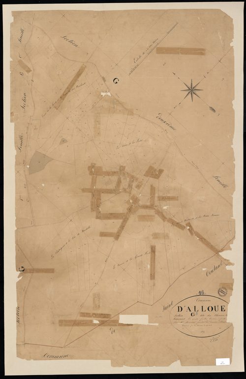 Alloue - 3 P 7/19 - Section G dite des Chevriers. Feuille 3.  | 1835