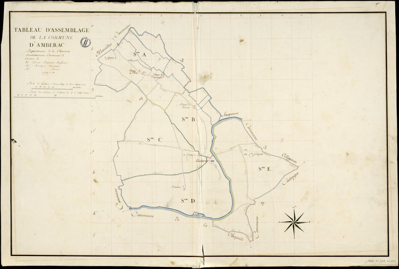 Ambérac - 3 P 8/AC1 - Tableau d'assemblage  | 1811