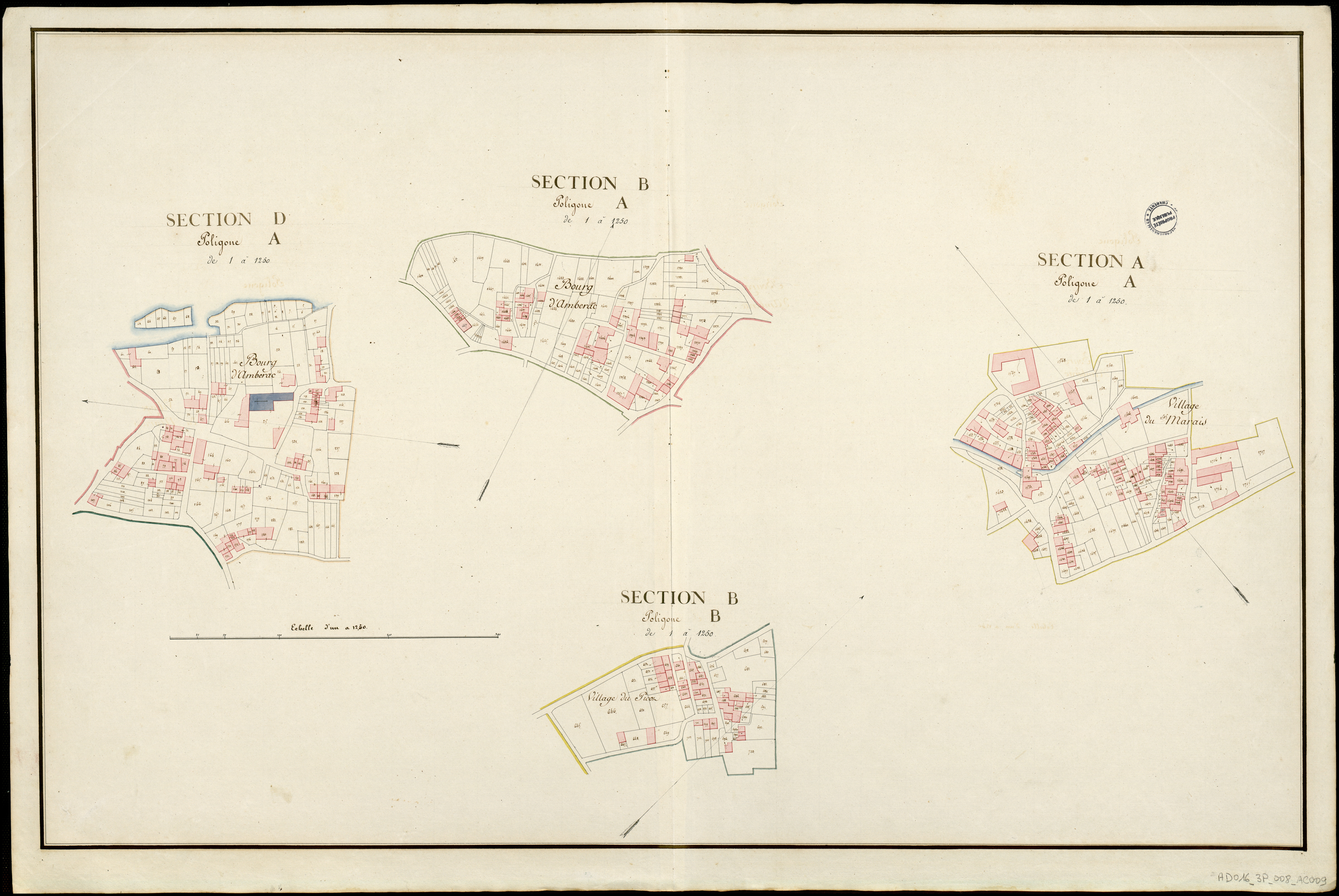 Ambérac - 3 P 8/AC9 - Sections A, B, D  | 1811