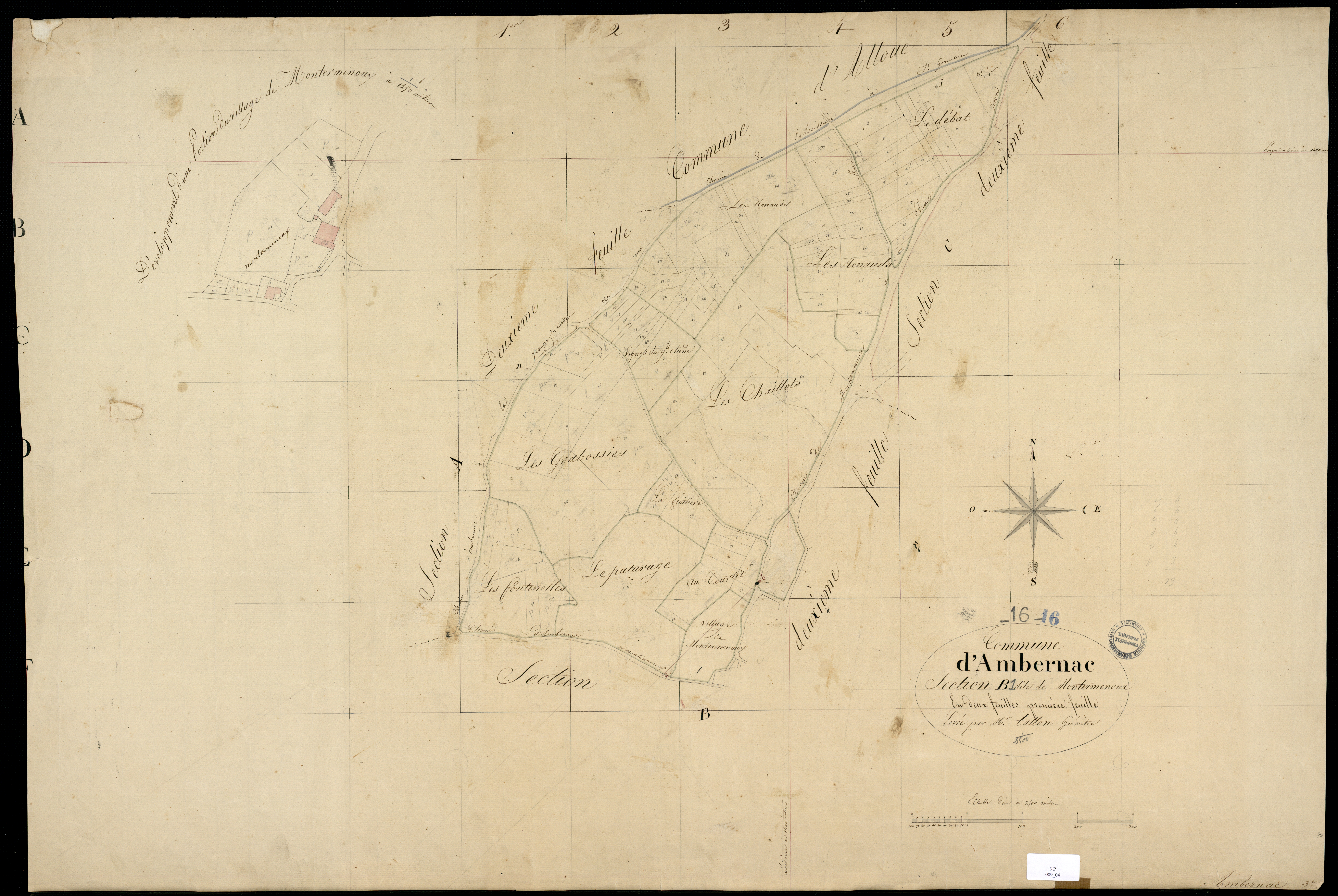 Ambernac - 3 P 9/4 - Section B dite de Montermenoux. Feuille 1. | 1825
