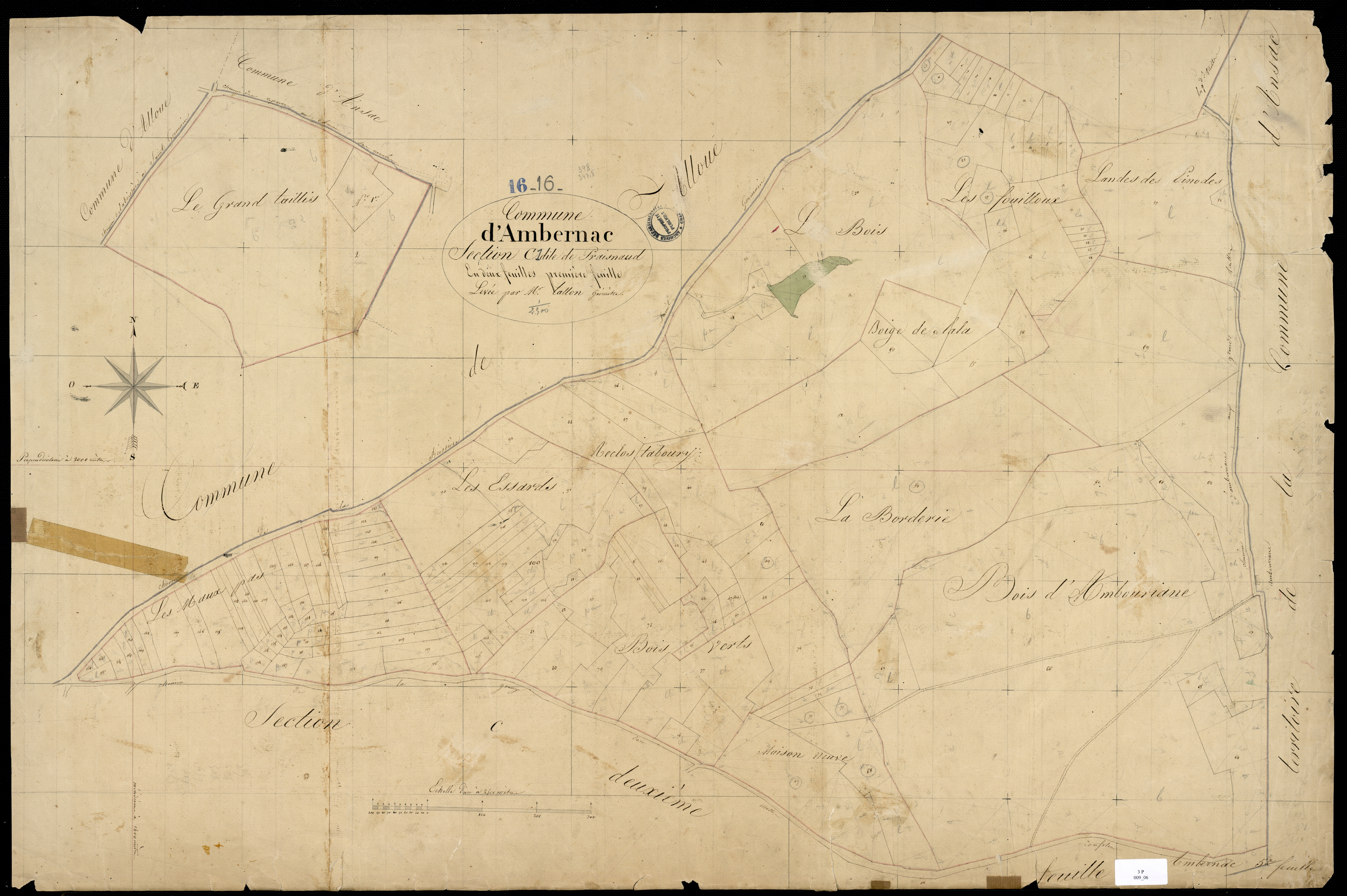 Ambernac - 3 P 9/6 - Section C dite de Praisnaud. Feuille 1. | 1825