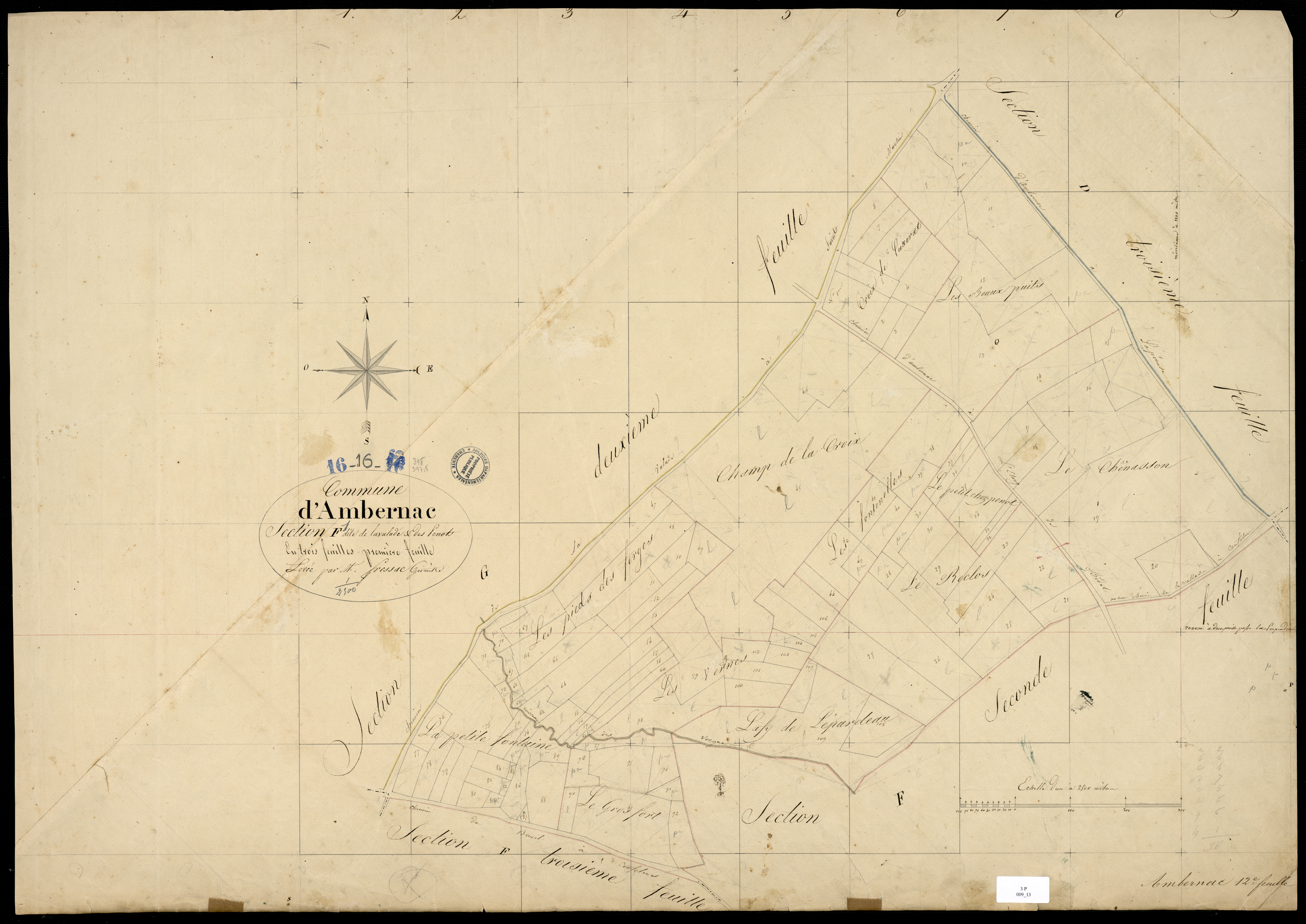 Ambernac - 3 P 9/13 - Section F dite de Lavalade et des Penots. Feuille 1. | 1825