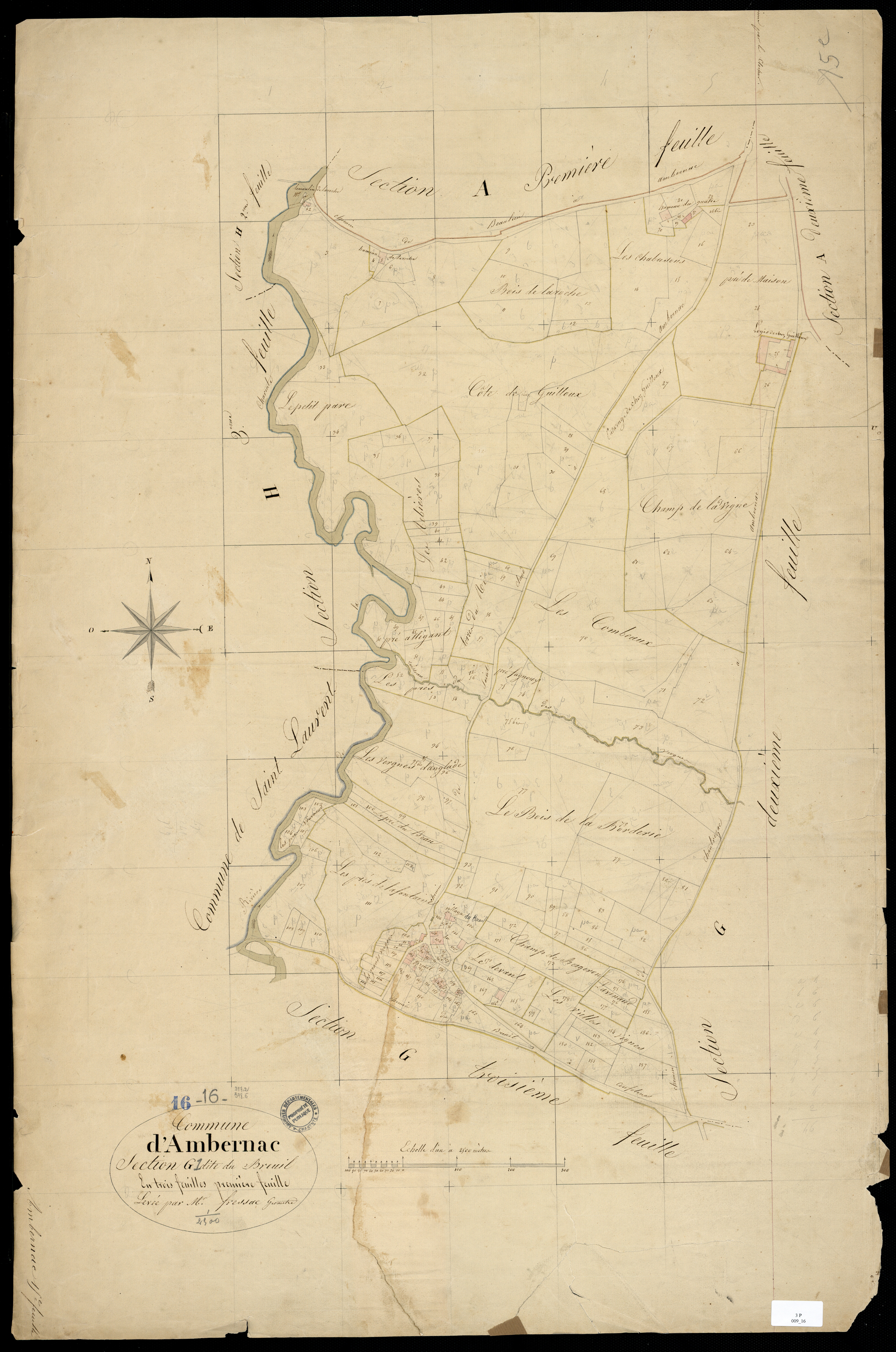 Ambernac - 3 P 9/16 - Section G dite du Breuil. Feuille 1. | 1825