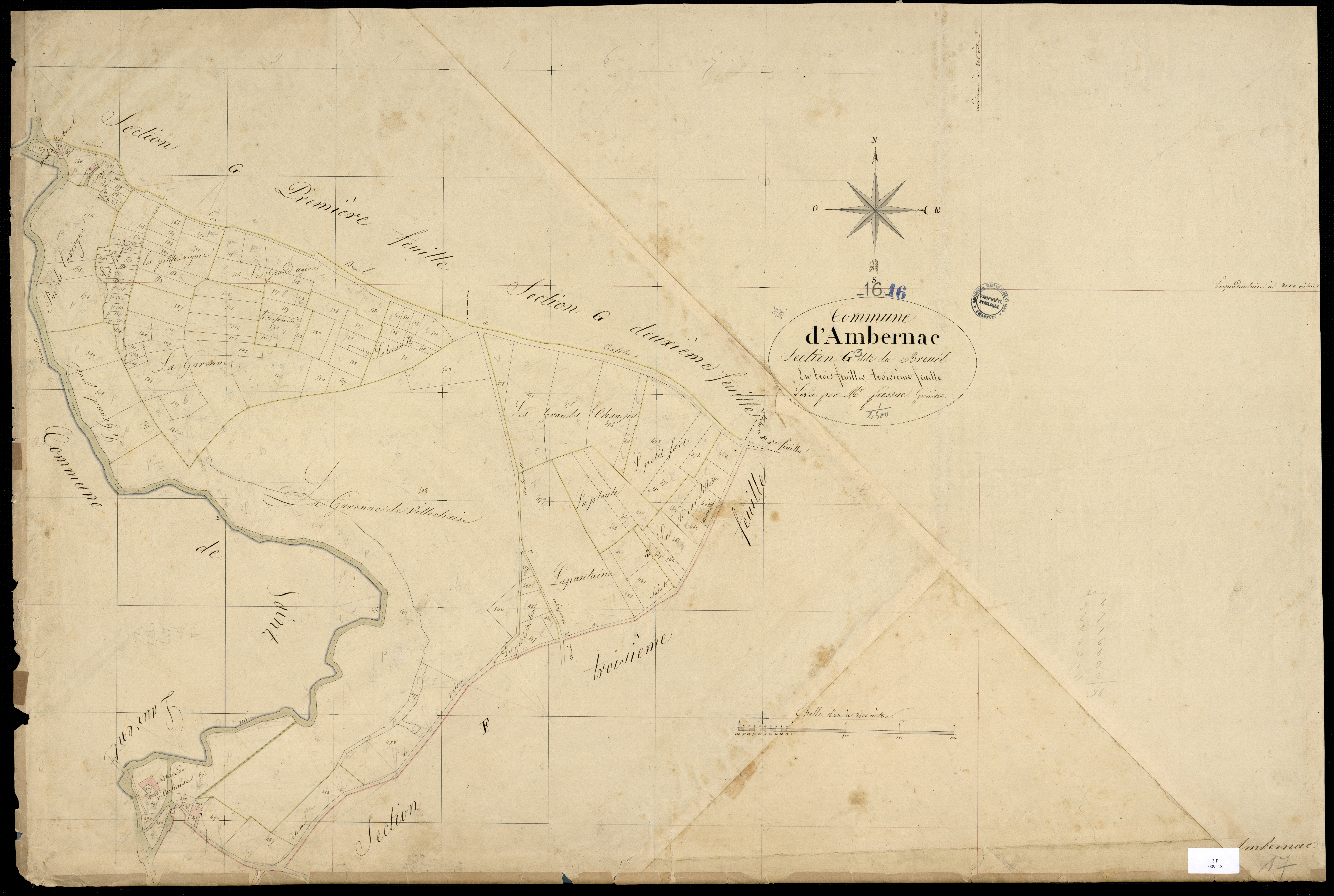 Ambernac - 3 P 9/18 - Section G dite du Breuil. Feuille 3. | 1825