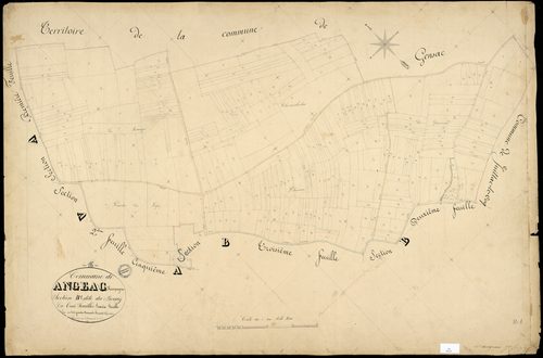 Angeac-Champagne - 3 P 12/7 - Section B dite du Bourg. Feuille 1.  | 1850