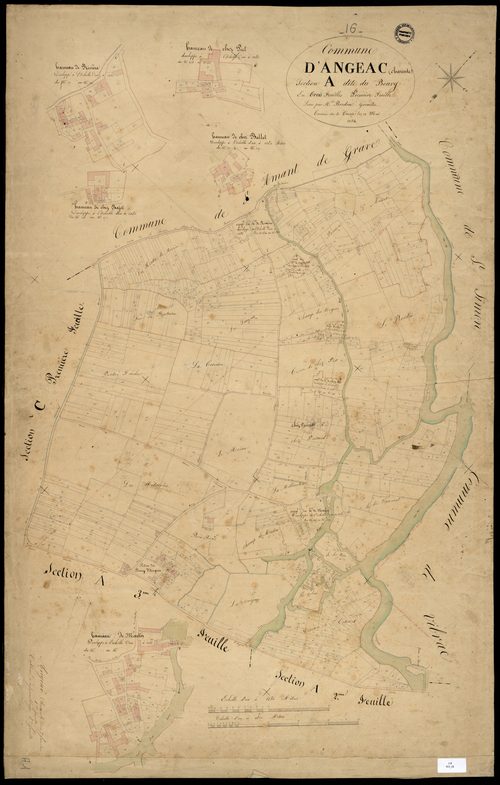 Angeac-Charente - 3 P 13/2 - Section A dite du Bourg. Feuille 1.  | 1834