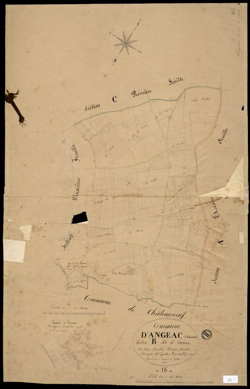 Angeac-Charente - 3 P 13/5 - Section B dite de Ladoux. Feuille 1.  | 1834