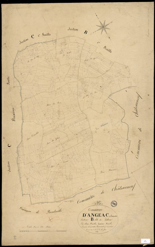 Angeac-Charente - 3 P 13/6 - Section B dite de Ladoux. Feuille 2.  | 1834