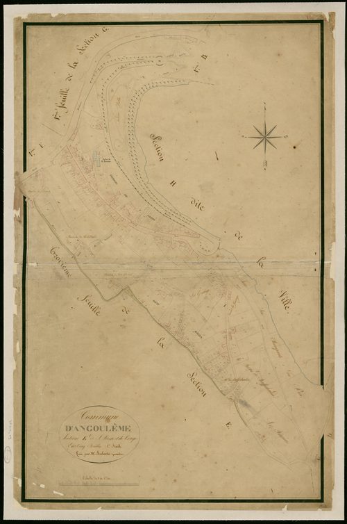 Angoulême - 3 P 15/9 - Section E dite du faubourg Saint-Pierre et de Crage. Feuille 1.  | 1825
