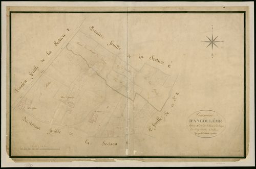 Angoulême - 3 P 15/11 - Section E dite du faubourg Saint-Pierre et de Crage. Feuille 3.  | 1825