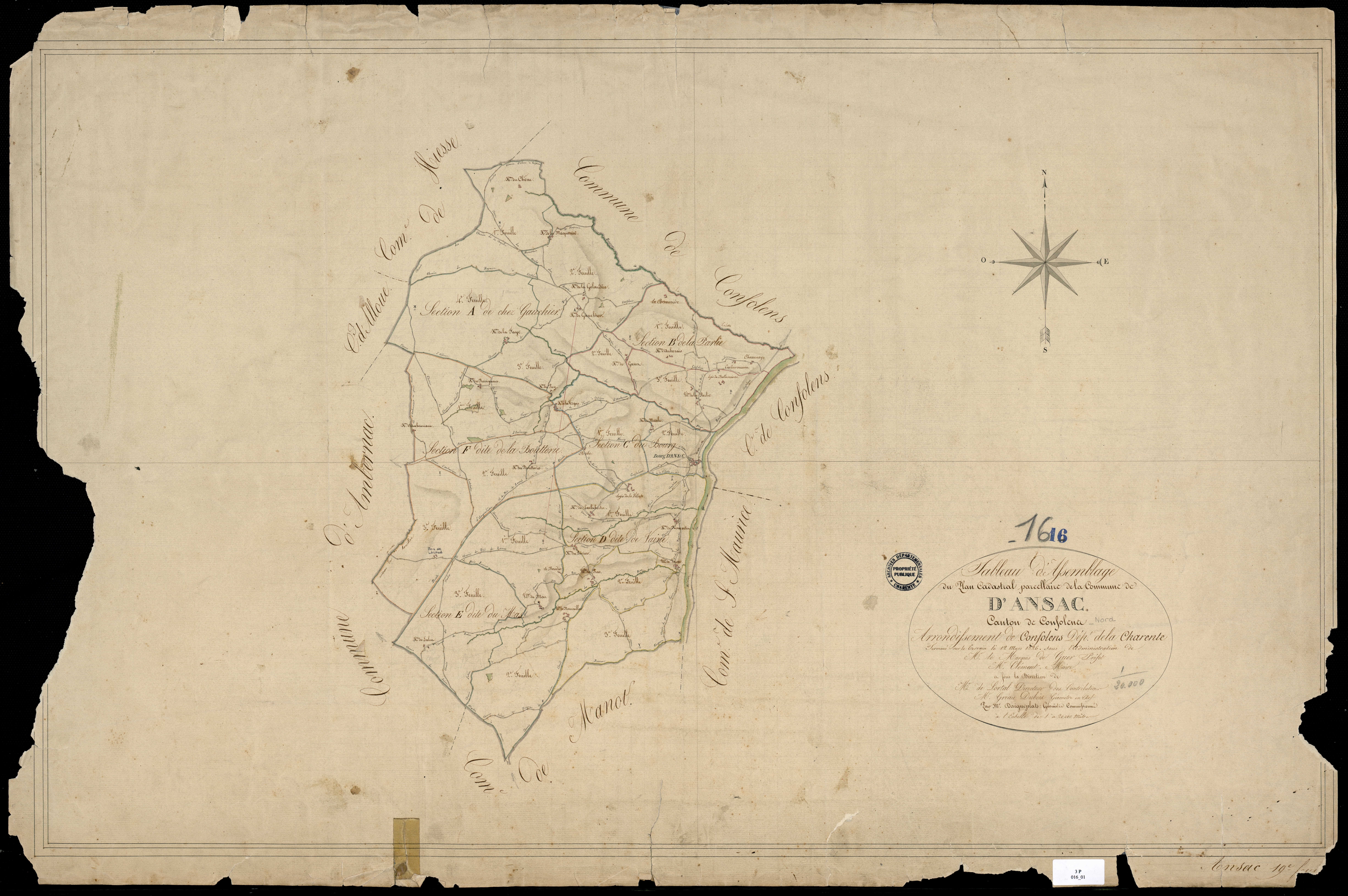 Ansac-sur-Vienne - 3 P 16/1 - Tableau d'assemblage.  | 1826