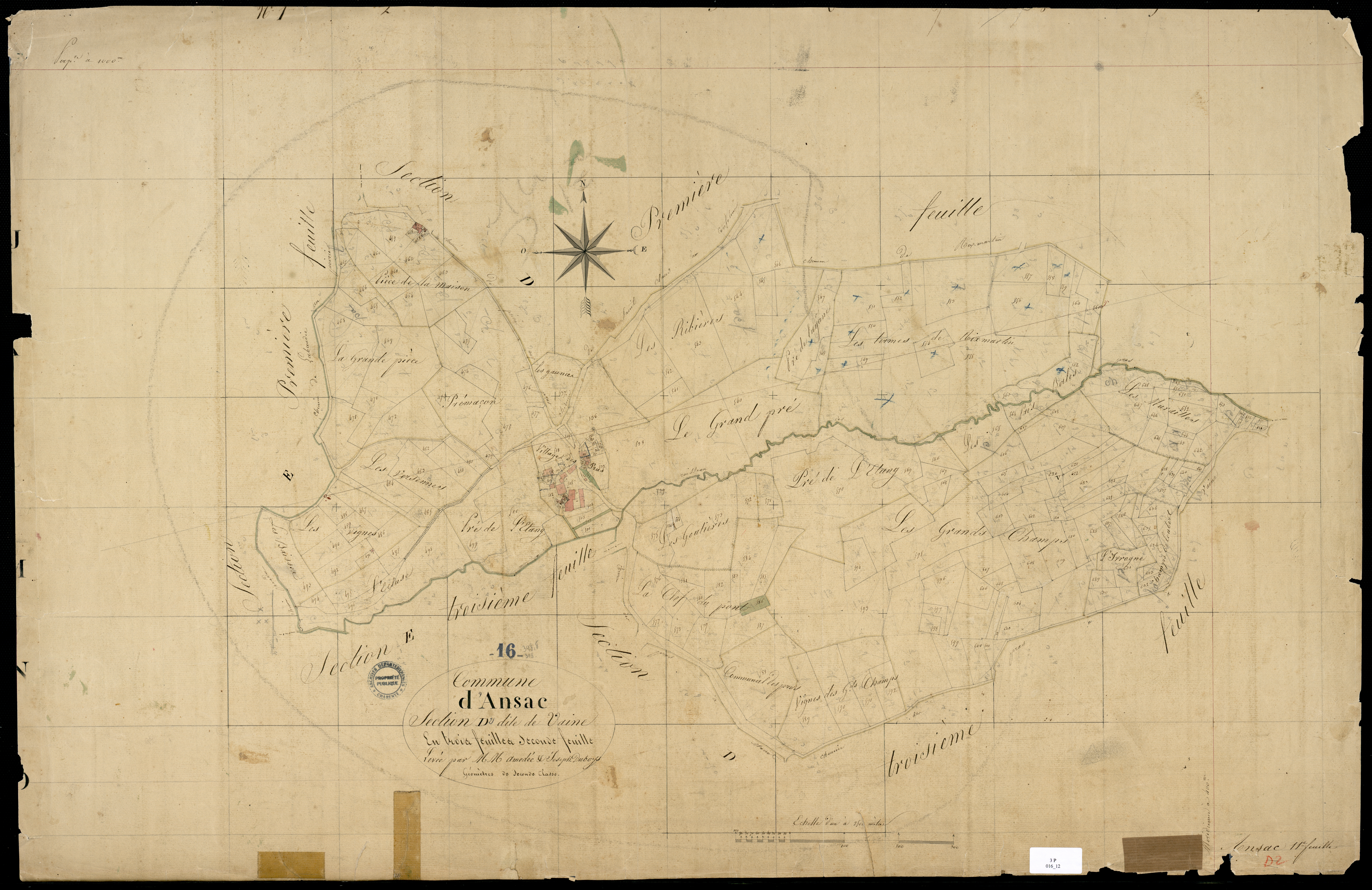 Ansac-sur-Vienne - 3 P 16/12 - Section D dite de Vaine. Feuille 2.  | 1826