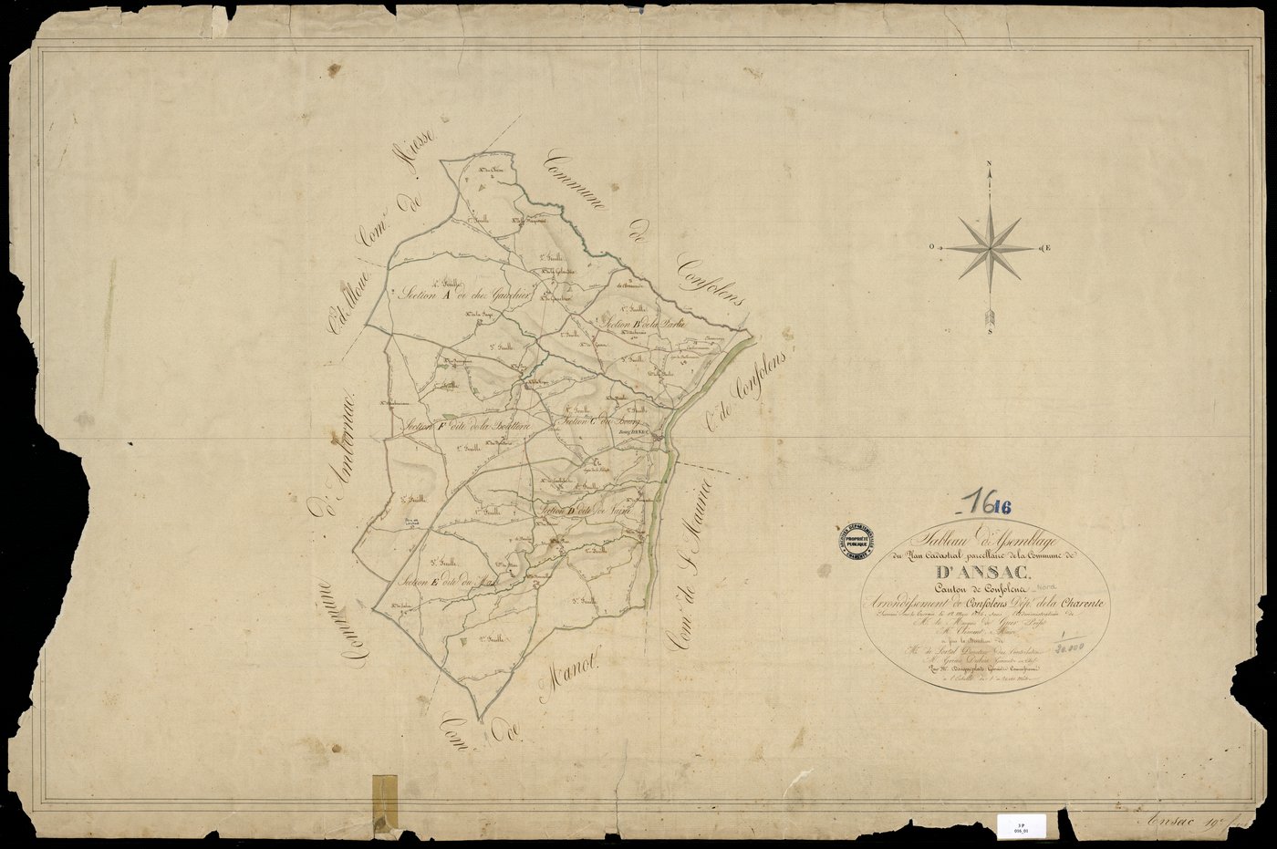 Ansac-sur-Vienne - 3 P 16/1 - Tableau d'assemblage.  | 1826