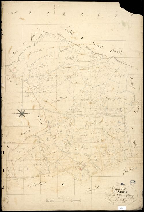 Ansac-sur-Vienne - 3 P 16/9 - Section C dite du Bourg. Feuille 1.  | 1826