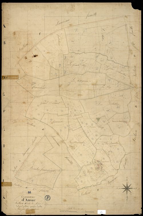 Ansac-sur-Vienne - 3 P 16/14 - Section E dite du Mas. Feuille 1.  | 1826