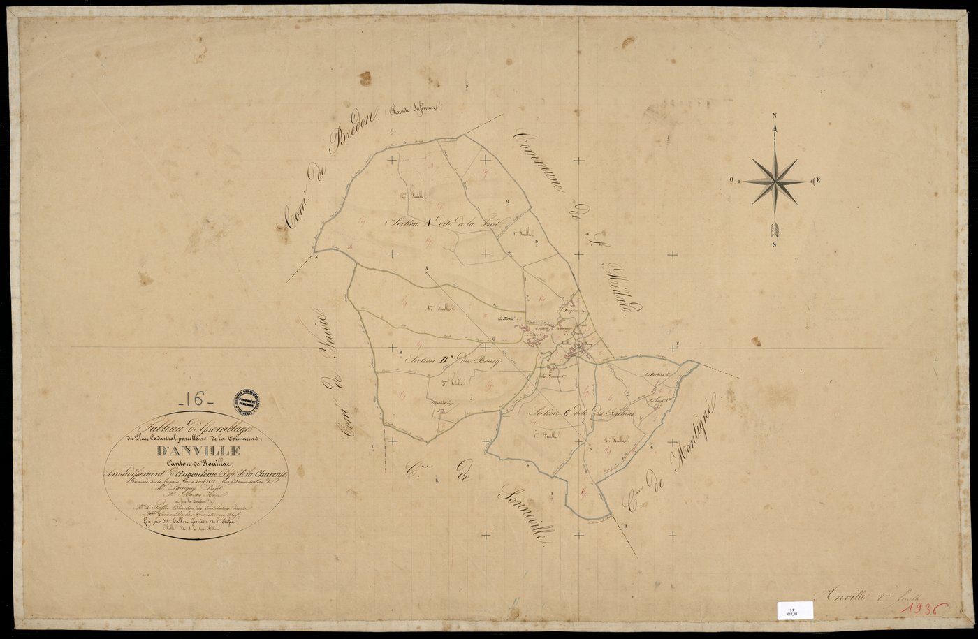 Anville - 3 P 17/1 - Tableau d'assemblage.  | 1832