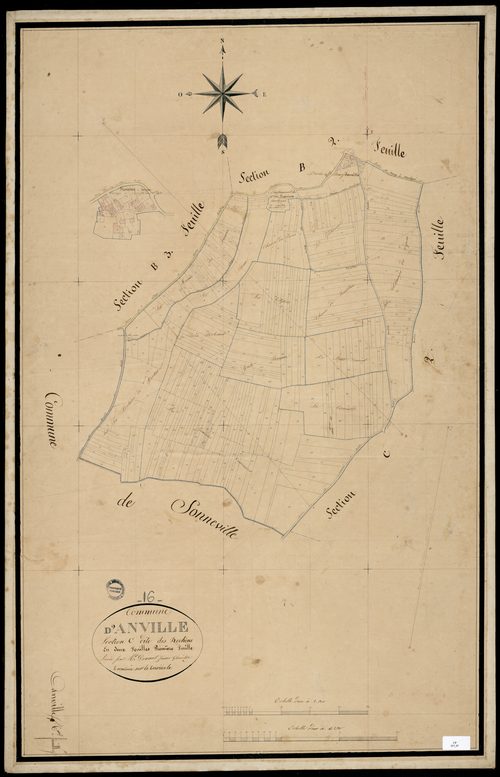 Anville - 3 P 17/7 - Section C dite des Rechins. Feuille 1.  | 1832