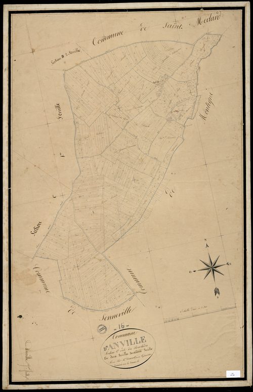 Anville - 3 P 17/8 - Section C dite des Rechins. Feuille 2.  | 1832