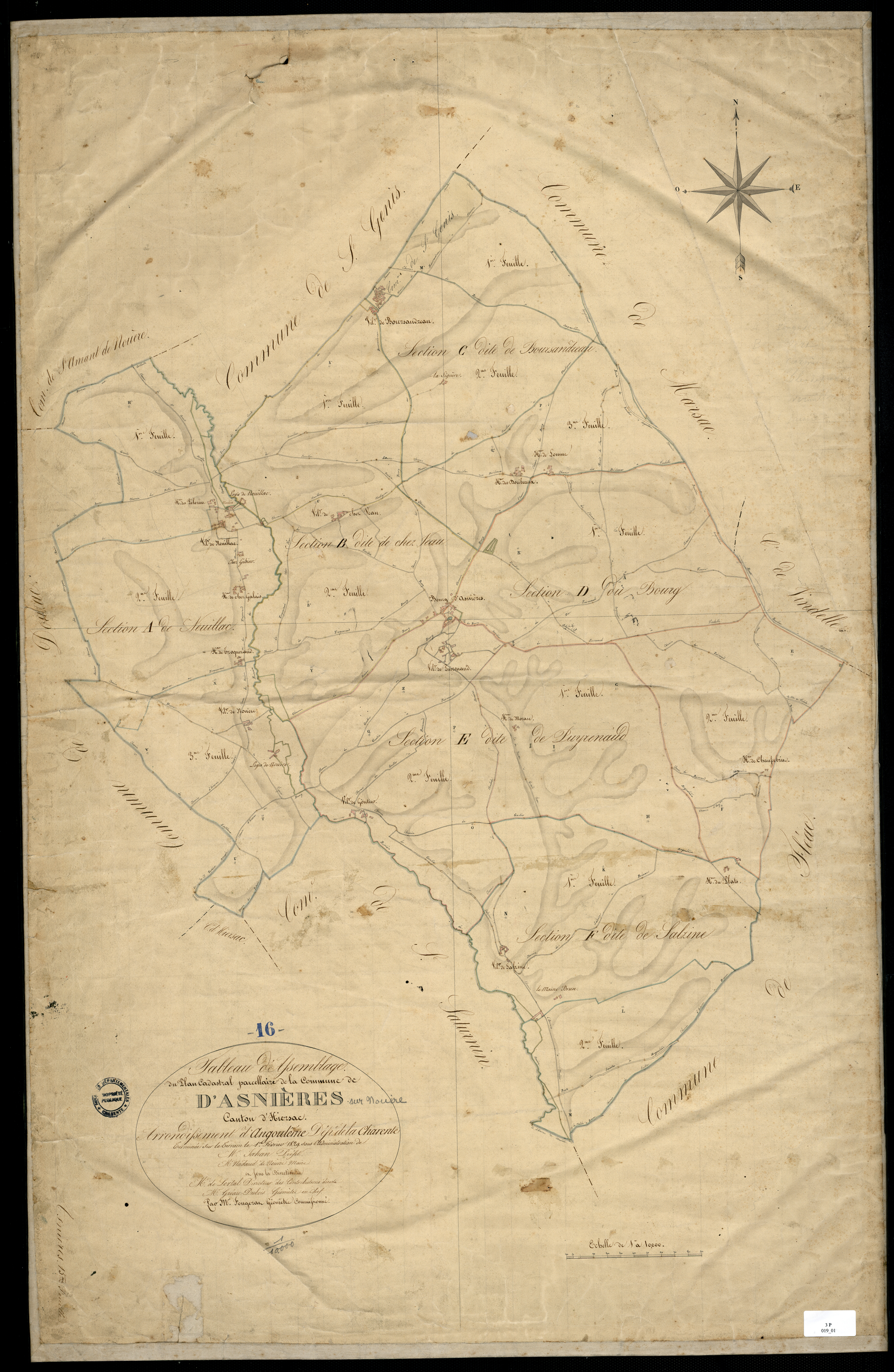 Asnières-sur-Nouère - 3 P 19/1 - Tableau d'assemblage.  | 1829