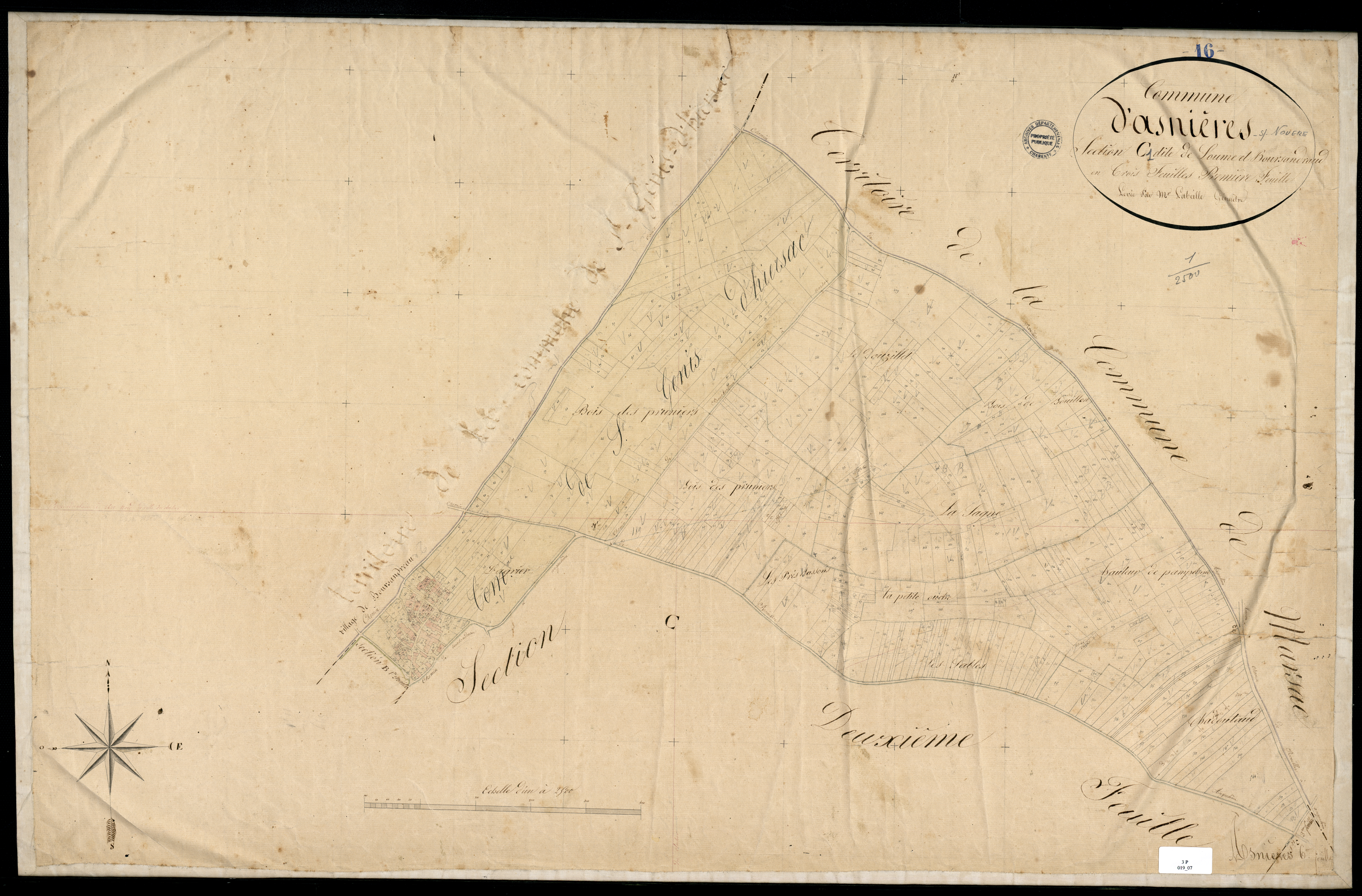 Asnières-sur-Nouère - 3 P 19/7 - Section C dite de Loume et de Boursandraud. Feuille 1.  | 1829