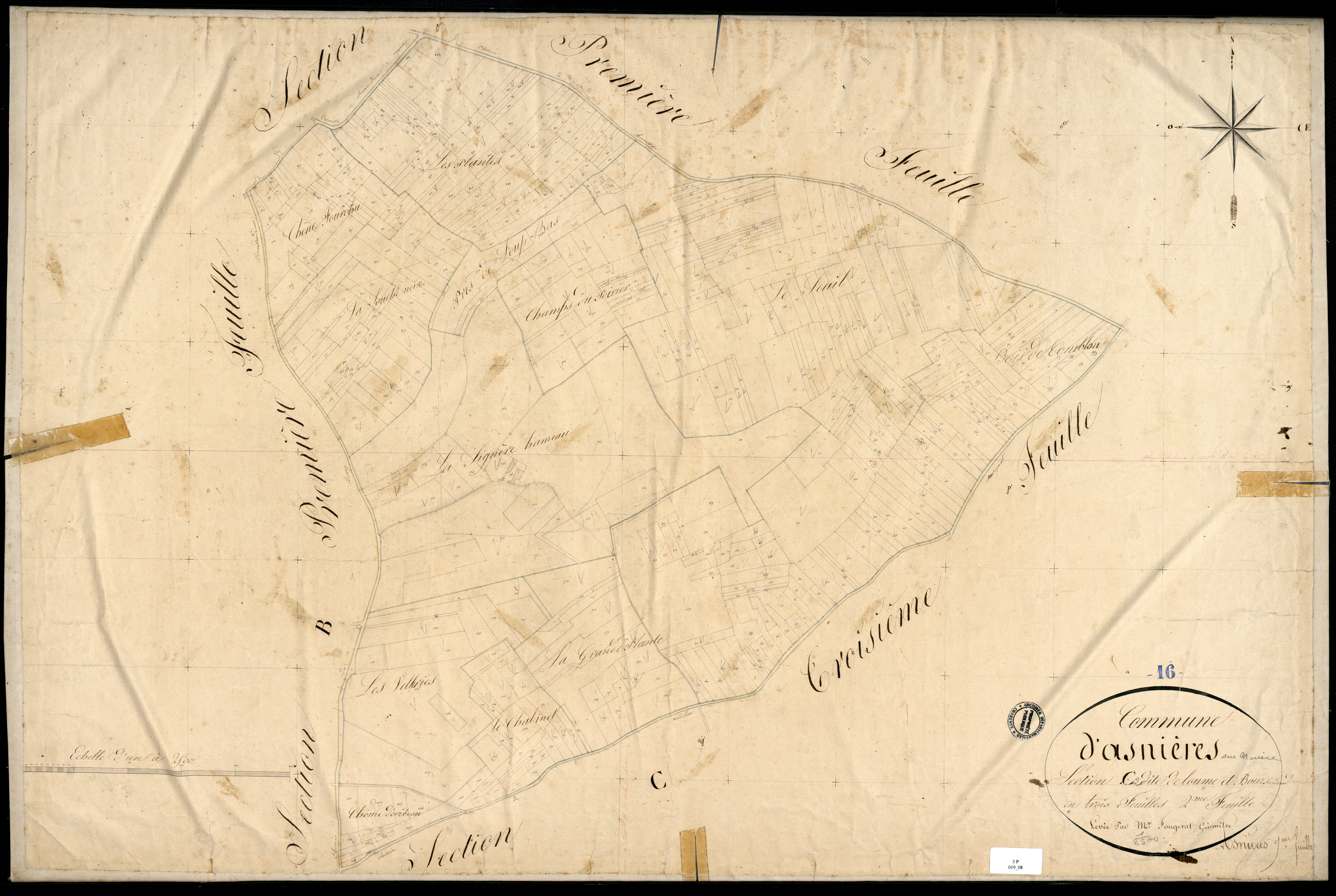 Asnières-sur-Nouère - 3 P 19/8 - Section C dite de Loume et de Boursandraud. Feuille 2.  | 1829