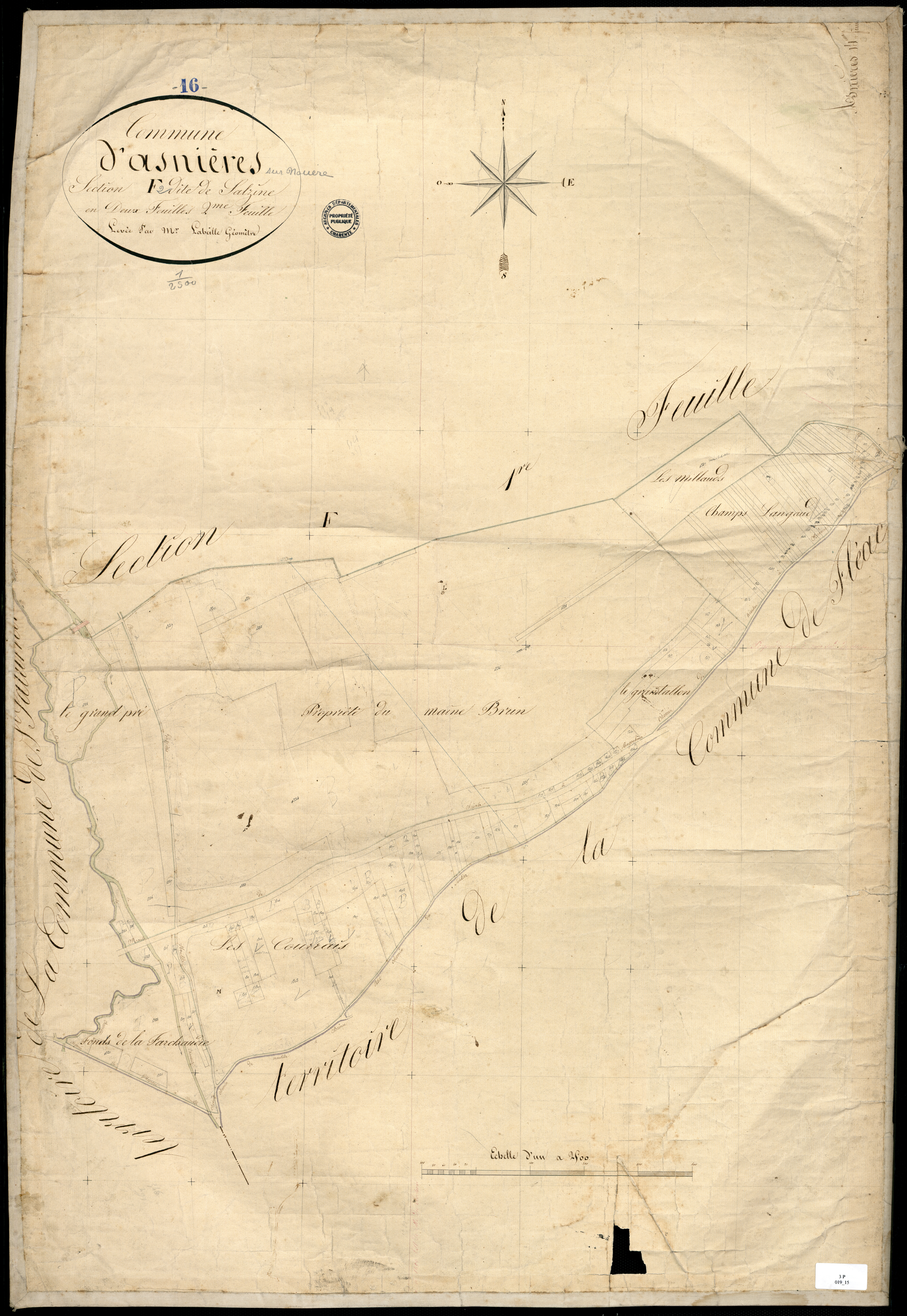 Asnières-sur-Nouère - 3 P 19/15 - Section F dite de la Salzine. Feuille 2.  | 1829