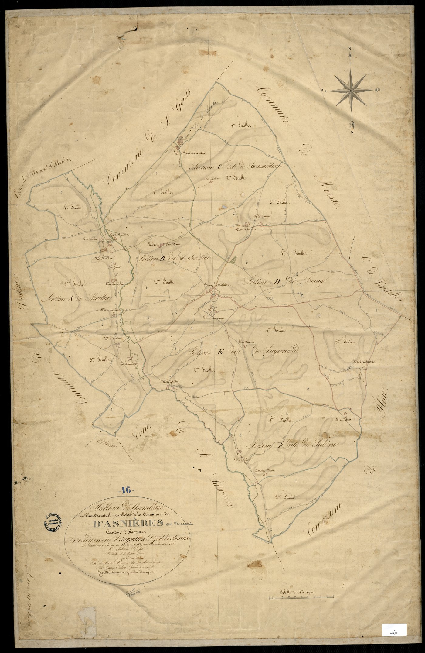 Asnières-sur-Nouère - 3 P 19/1 - Tableau d'assemblage.  | 1829