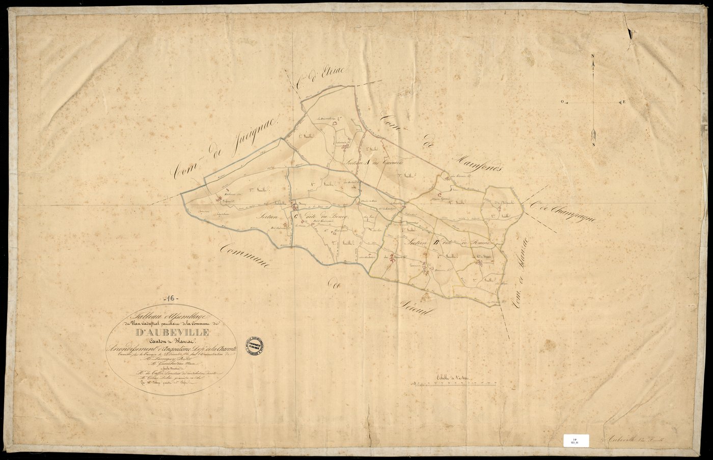 Aubeville - 3 P 21/1 - Tableau d'assemblage.  | 1836