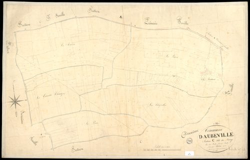 Aubeville - 3 P 21/10 - Section C dite du Bourg. Feuille 3.  | 1836