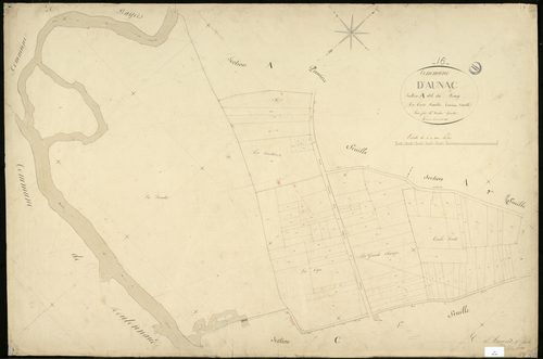 Aunac - 3 P 23/4 - Section A dite du Bourg. Feuille 3.  | 1845