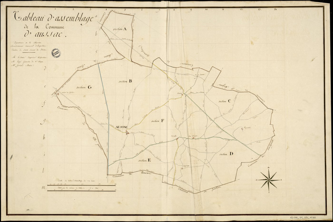 Aussac-Vadalle - 3 P 24/AC1 - Tableau d'assemblage  | 1810