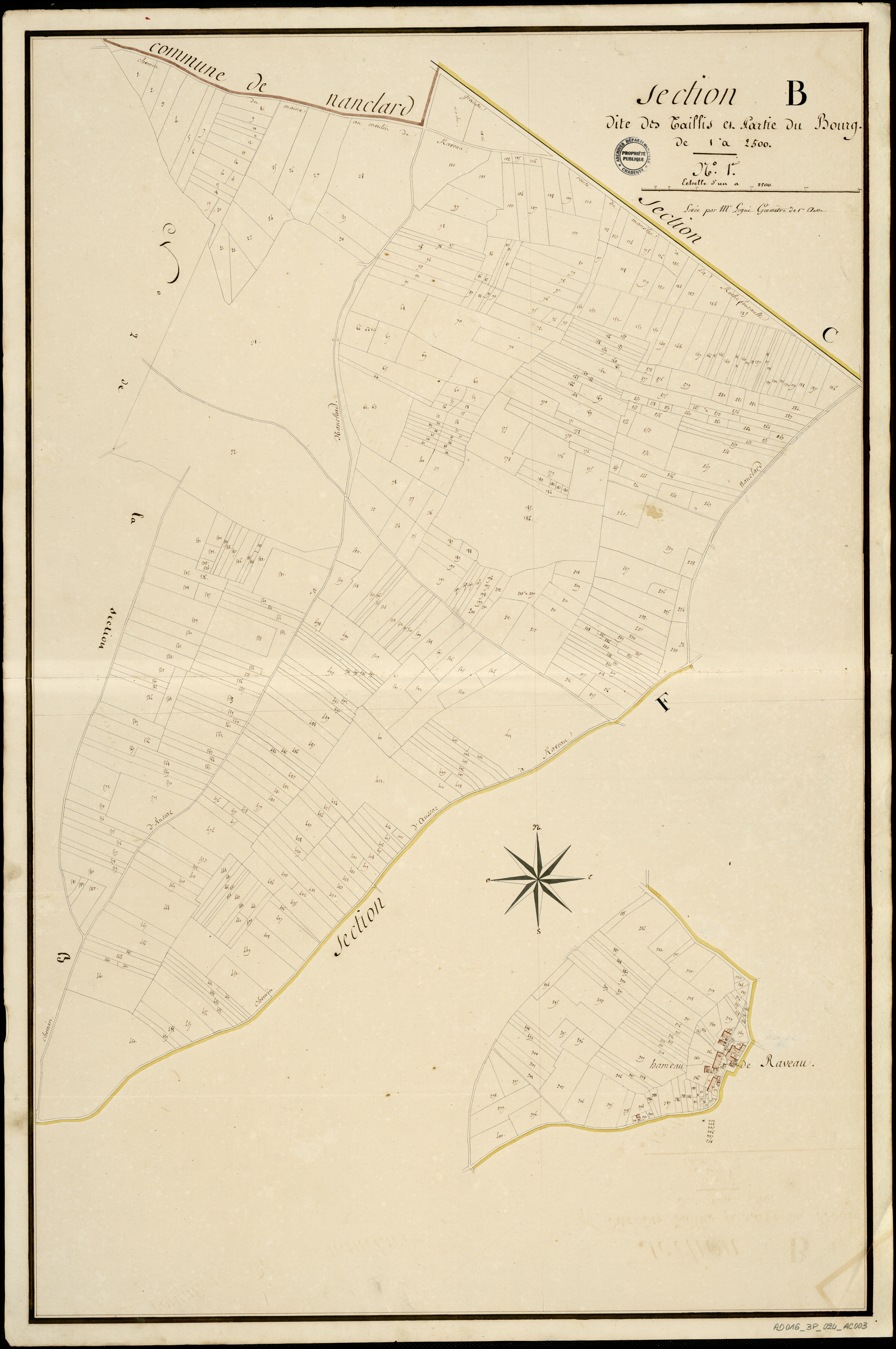 Aussac-Vadalle - 3 P 24/AC3 - Section B dite des Taillis et partie du Bourg | 1810