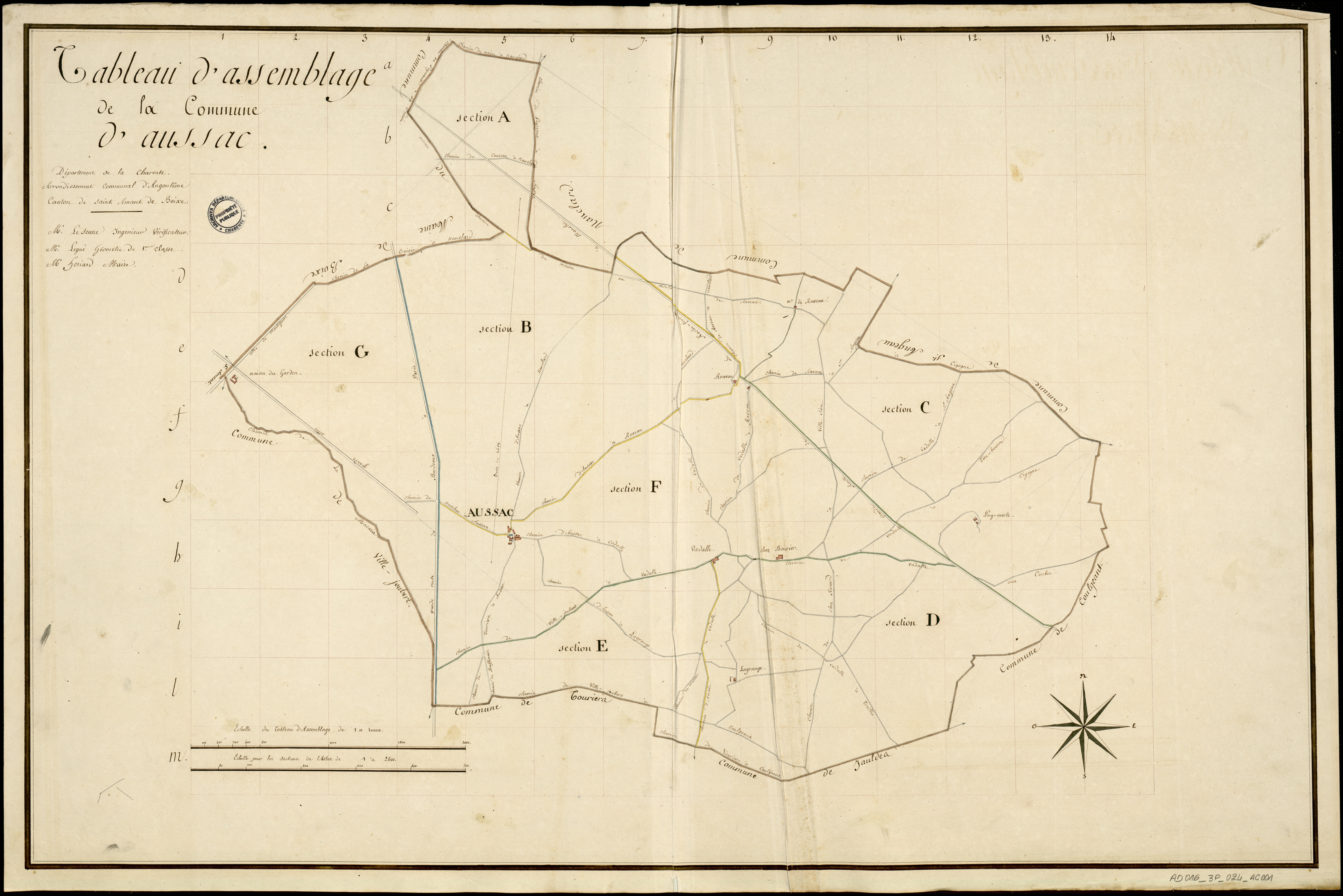 Aussac-Vadalle - 3 P 24/AC1 - Tableau d'assemblage | 1810