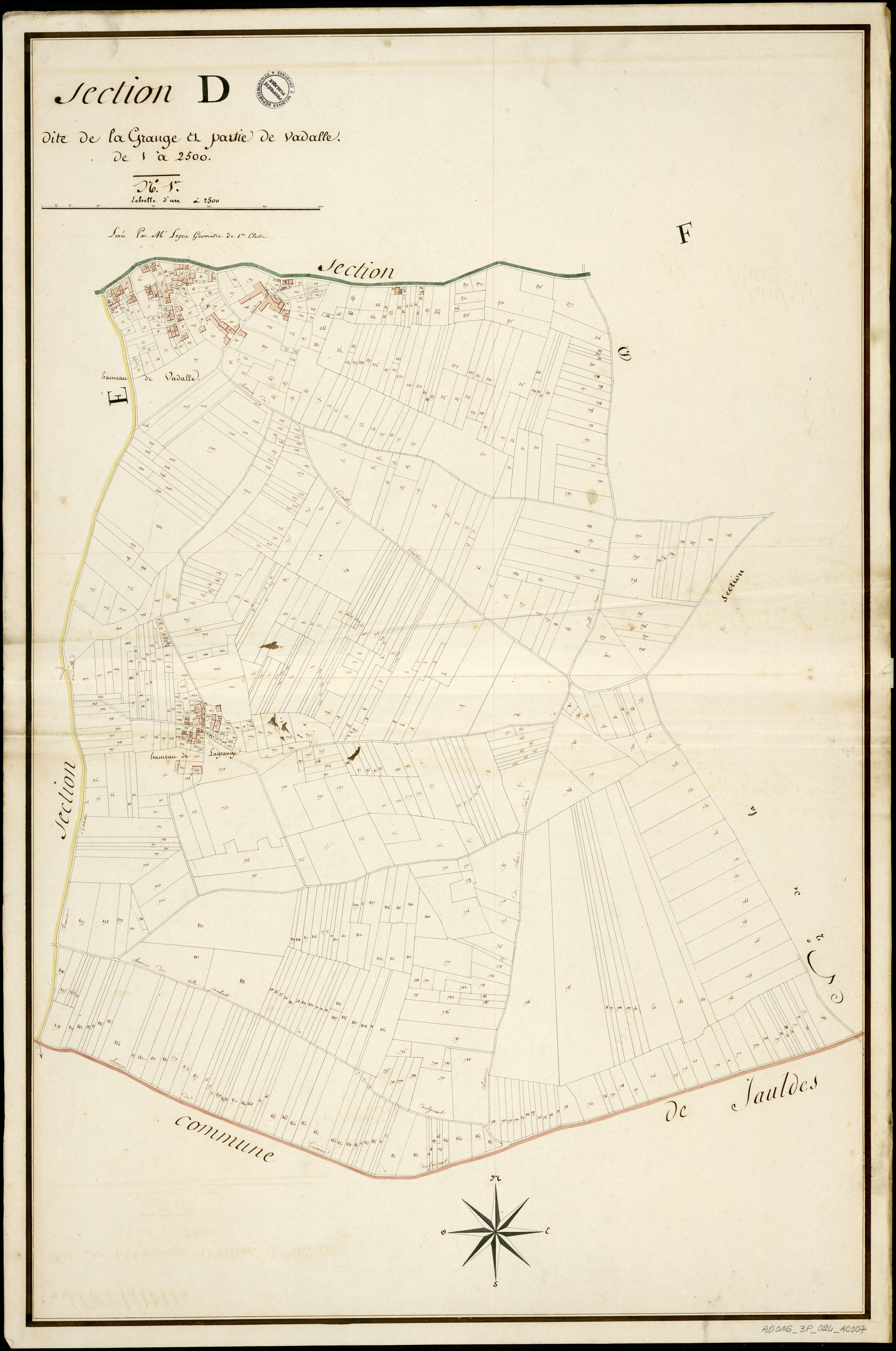 Aussac-Vadalle - 3 P 24/AC7 - Section D dite de la Grange et partie de Vadalle | 1810