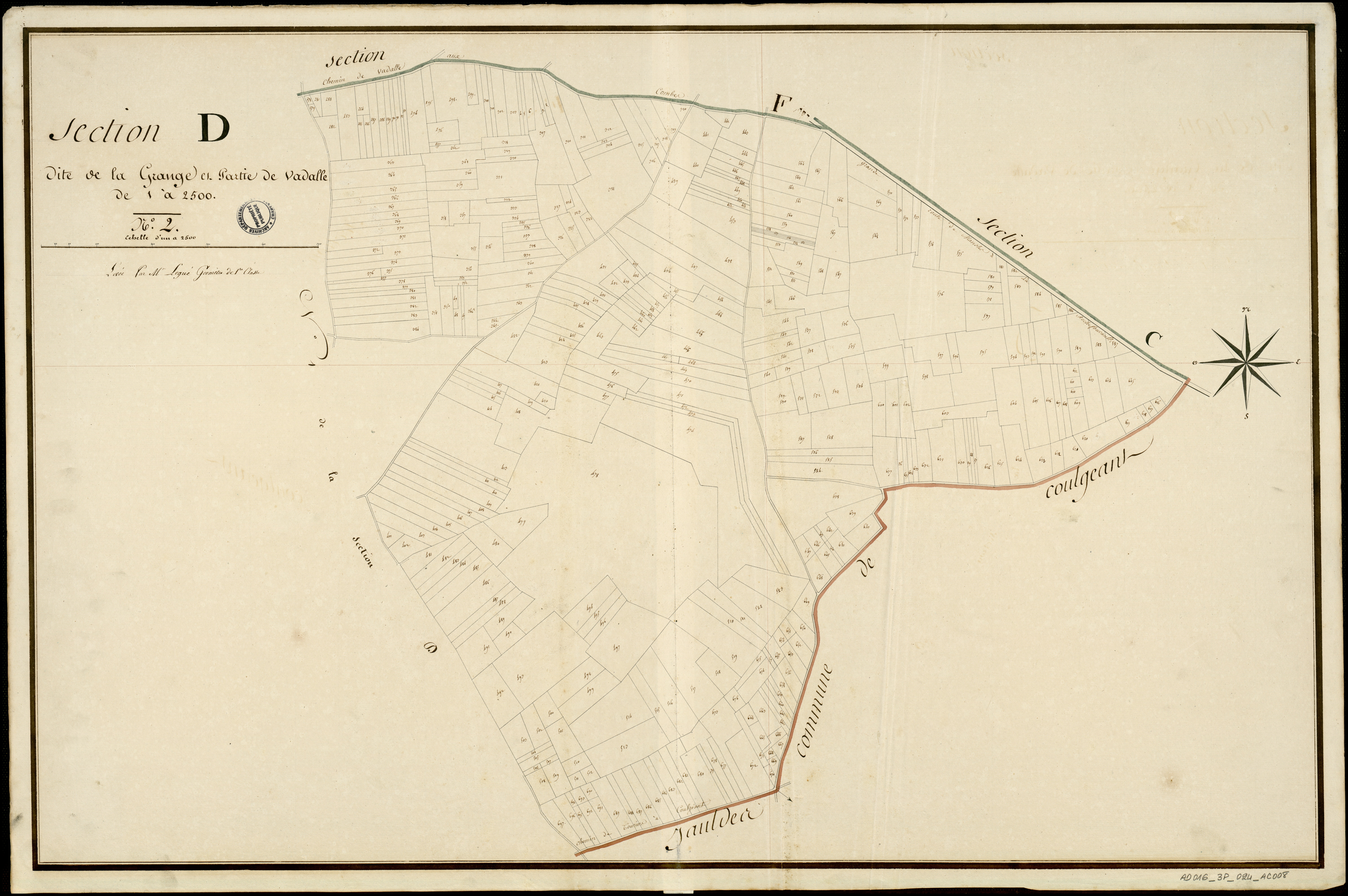 Aussac-Vadalle - 3 P 24/AC8 - Section D dite de la Grange et partie de Vadalle | 1810