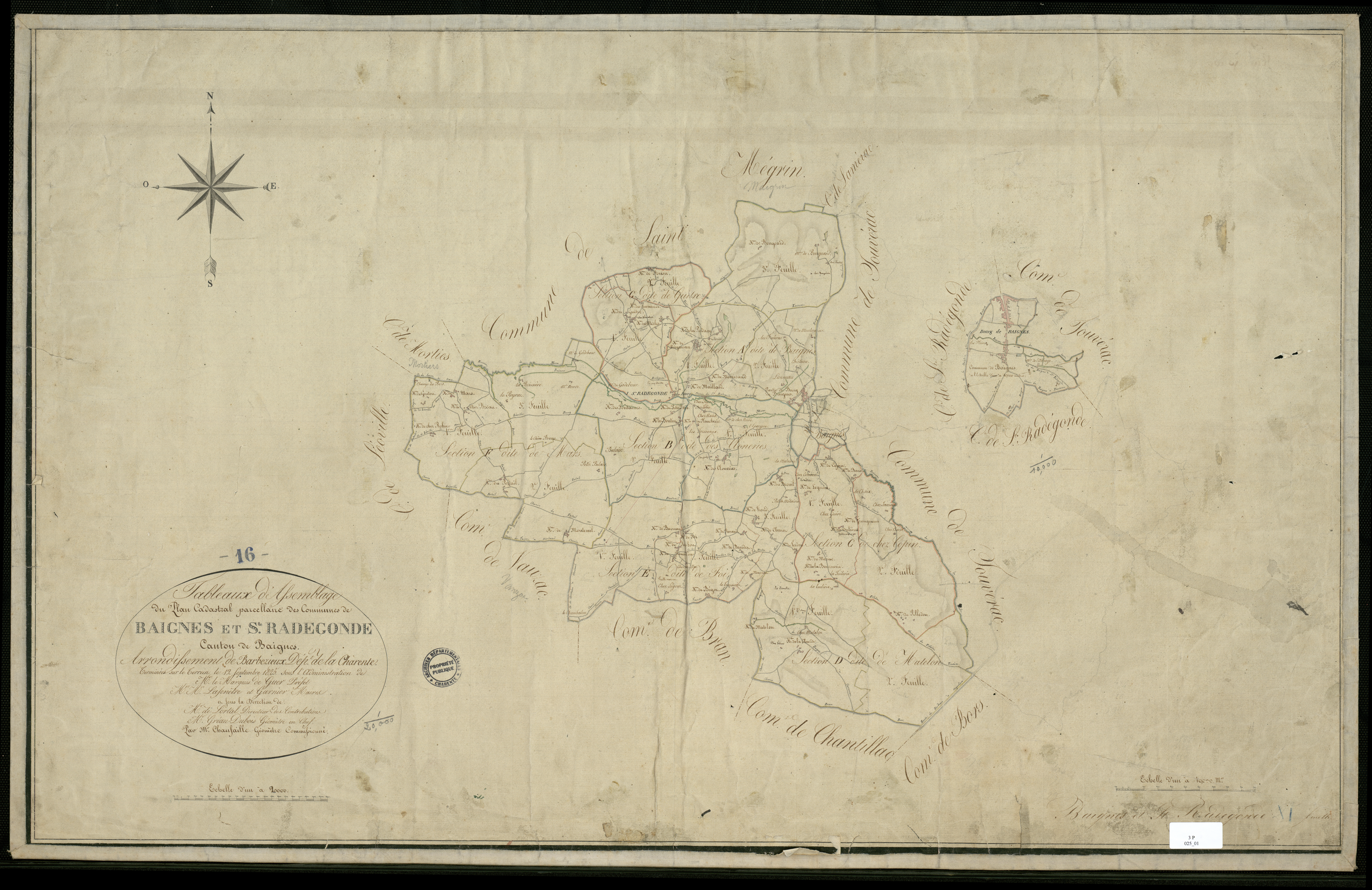 Baignes-Sainte-Radegonde - 3 P 25/1 - Tableau d'assemblage. | 1825