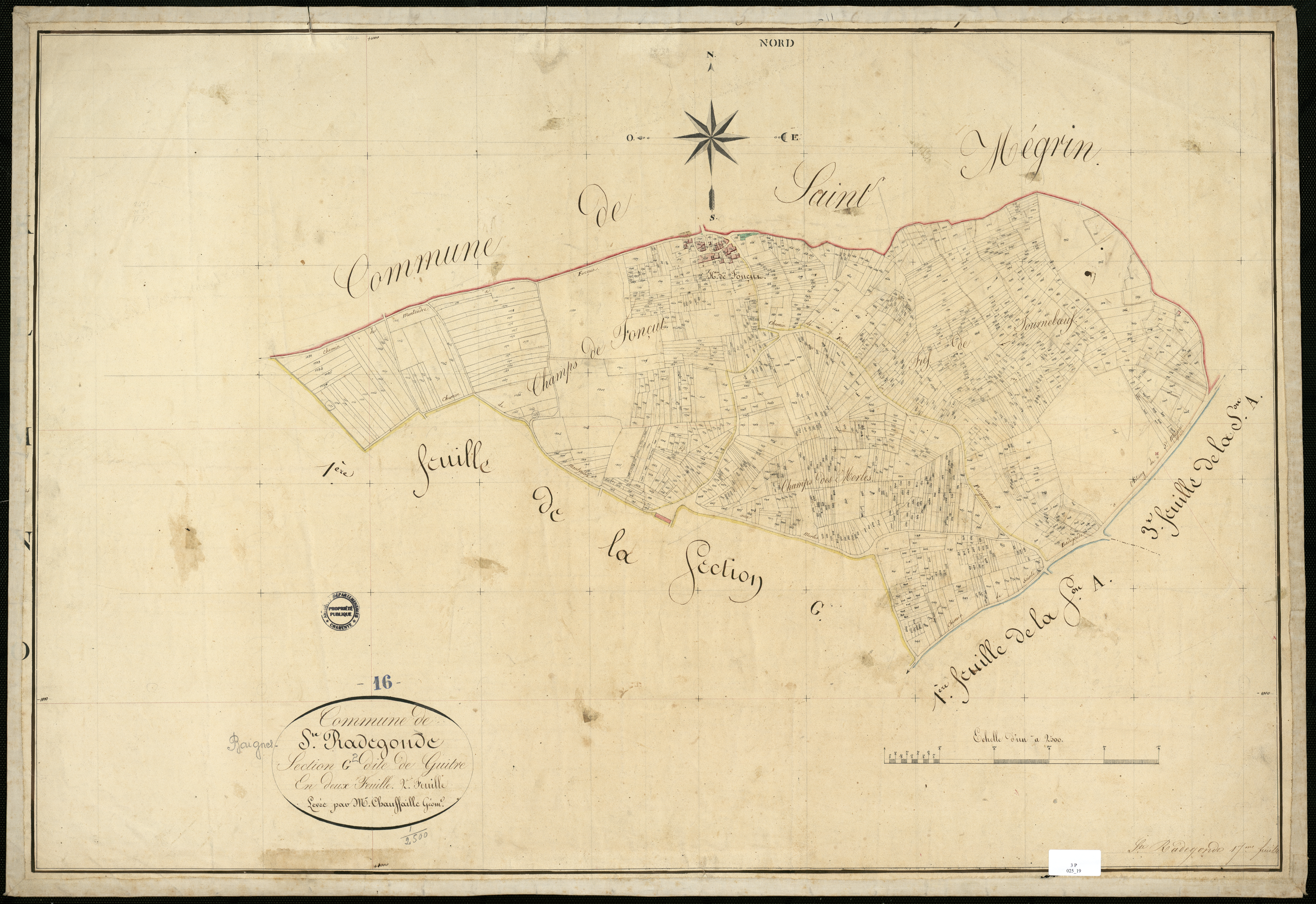 Baignes-Sainte-Radegonde - 3 P 25/19 - Section G dite de Guître. Feuille 2. | 1825