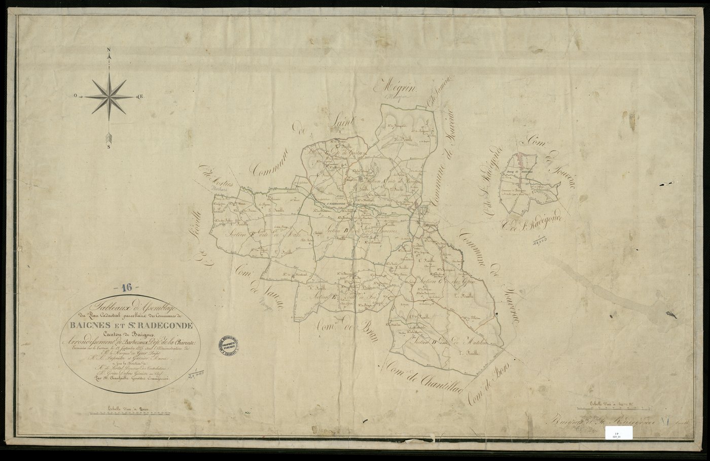Baignes-Sainte-Radegonde - 3 P 25/1 - Tableau d'assemblage.  | 1825
