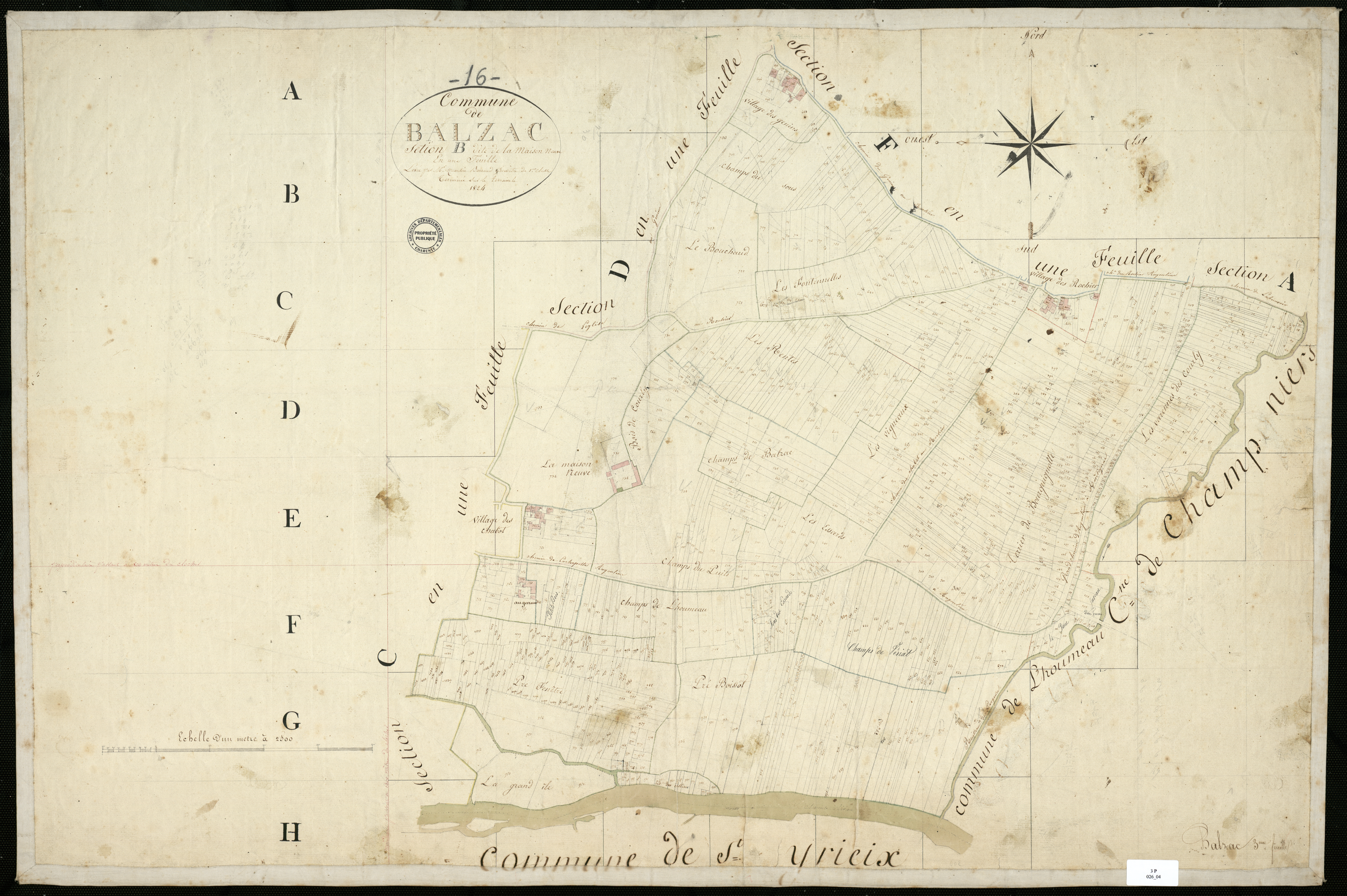 Balzac - 3 P 26/4 - Section B dite de la Maison Neuve. Feuille 1. | 1824