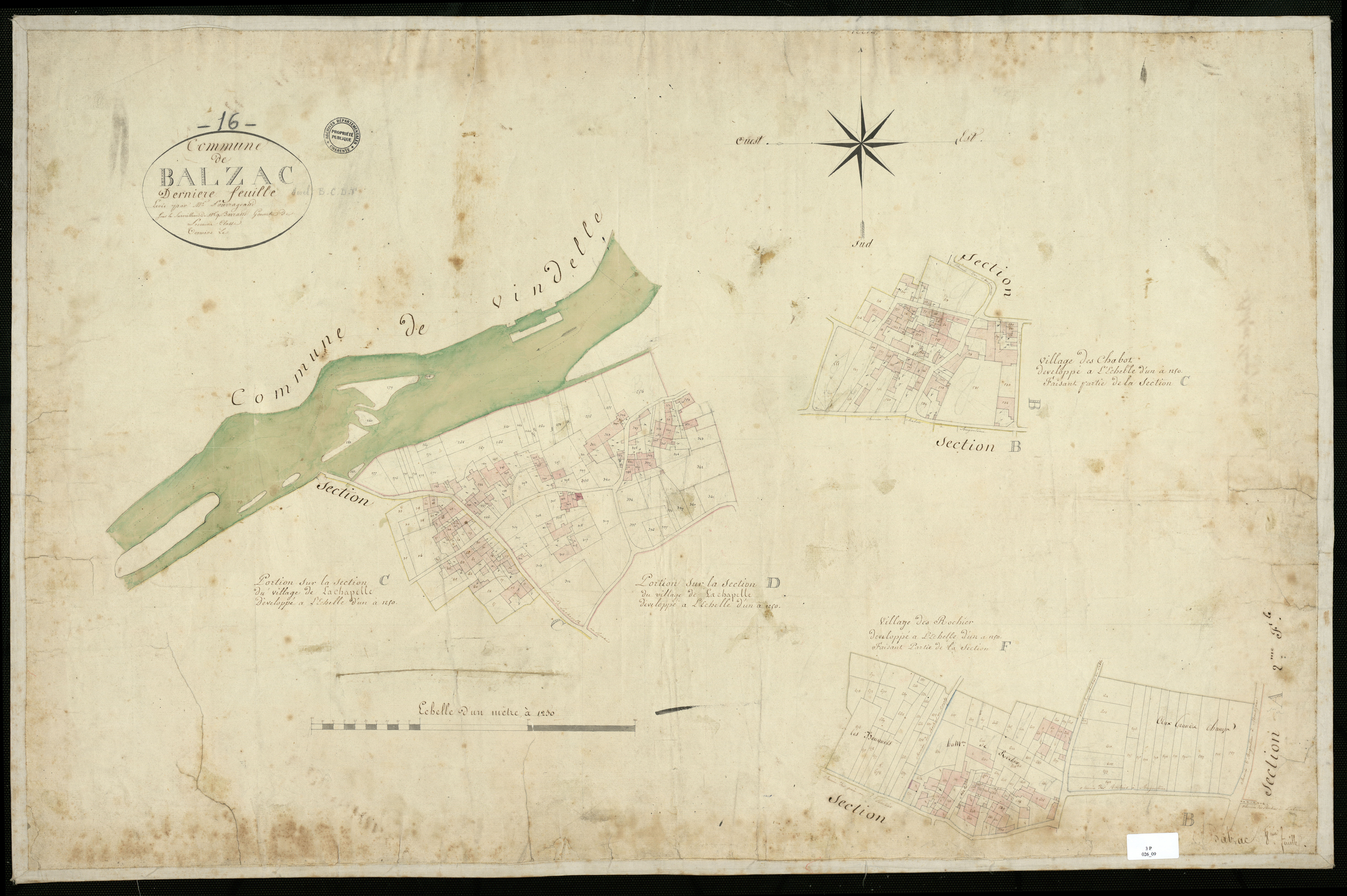 Balzac - 3 P 26/5 - Section B : portion du village des Chabot, développement des sections B C D F. | 1824