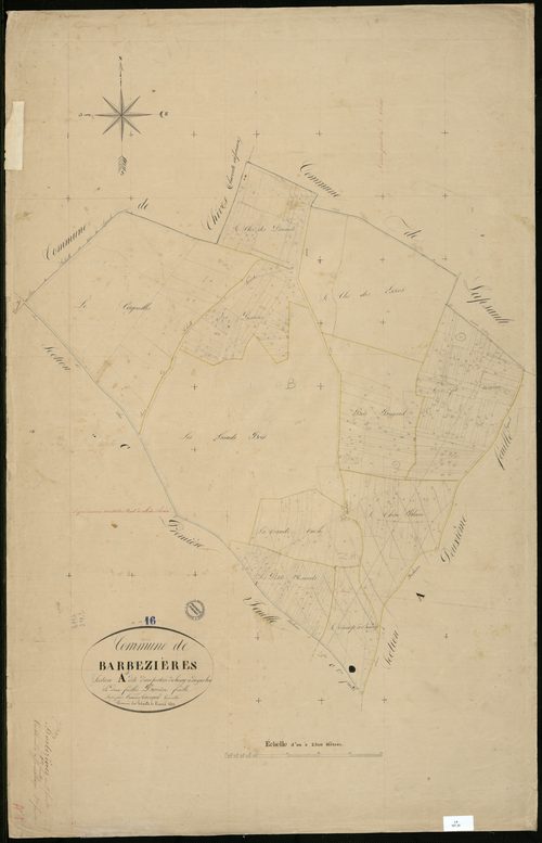 Barbezières - 3 P 27/2 - Section A dite d'une portion du Bourg et des Gros-Bois. Feuille 1.  | 1831