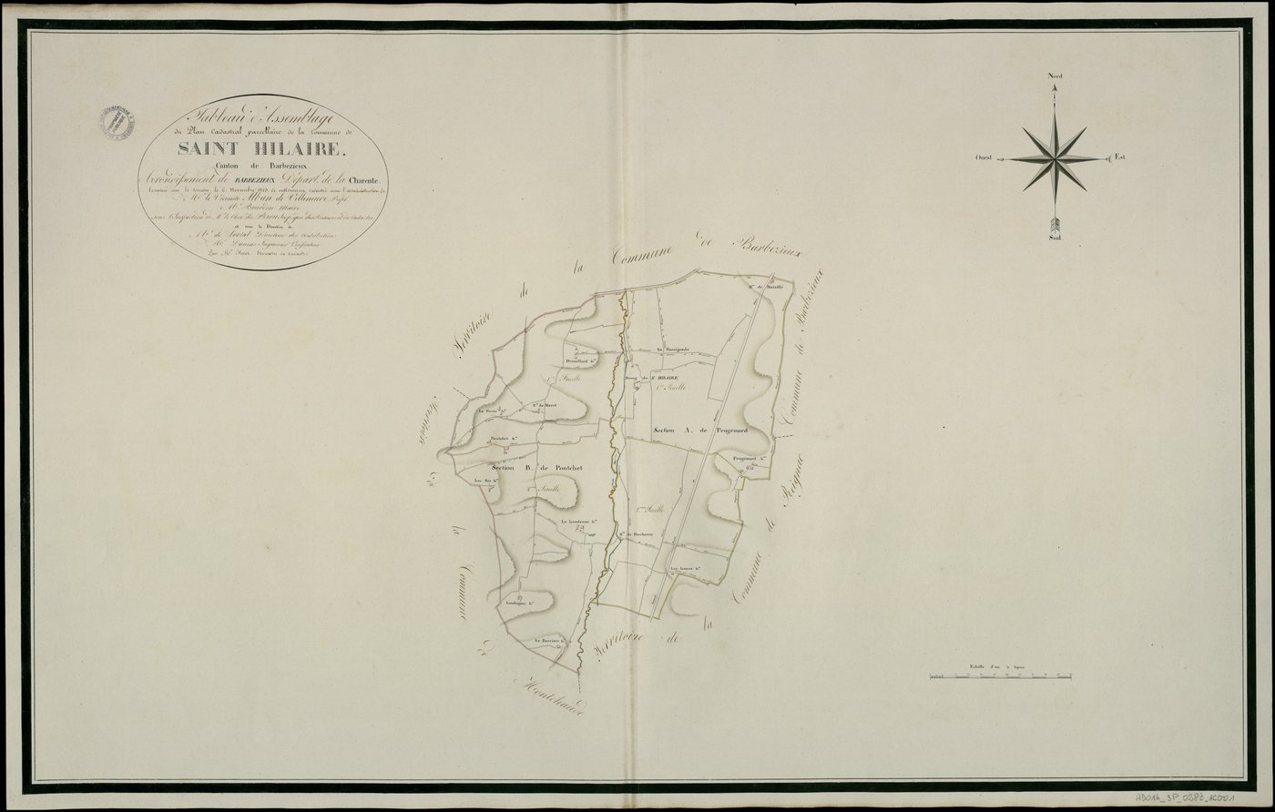 Barbezieux-Saint-Hilaire - 3 P 28B/AC1 - Tableau d'assemblage  | 1810