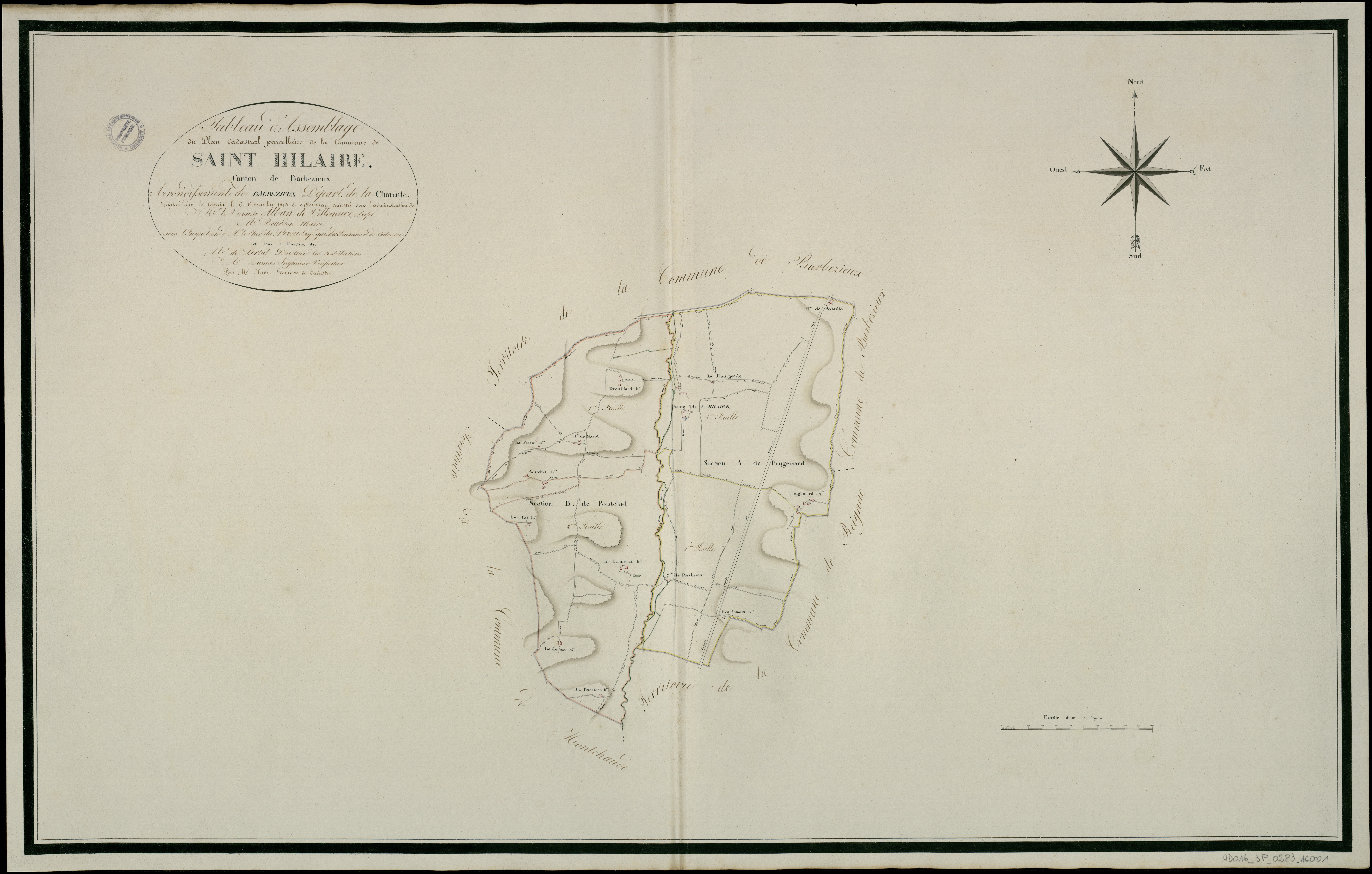 Barbezieux-Saint-Hilaire - 3 P 28B/AC1 - Tableau d'assemblage  | 1810