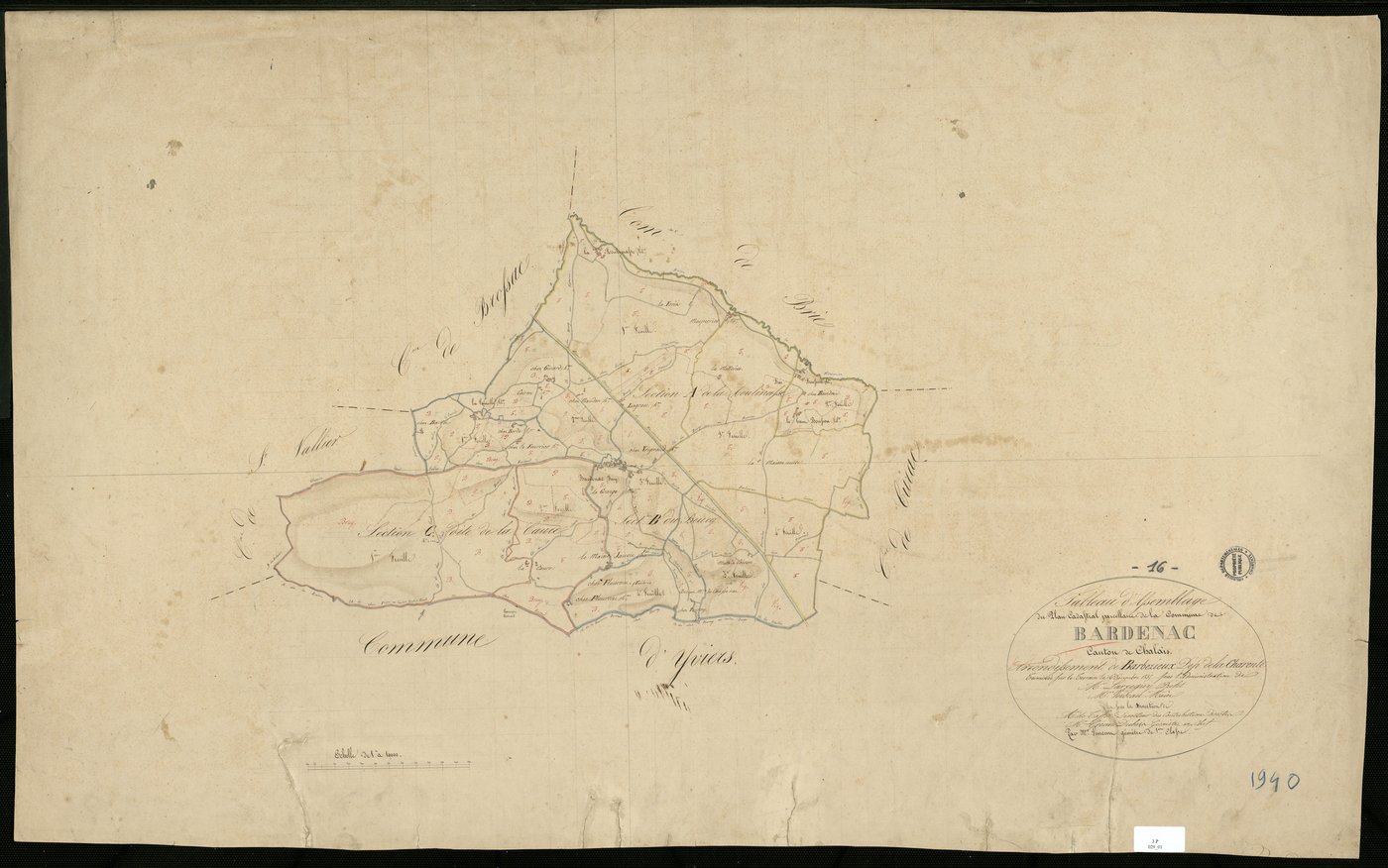 Bardenac - 3 P 29/1 - Tableau d'assemblage.  | 1835
