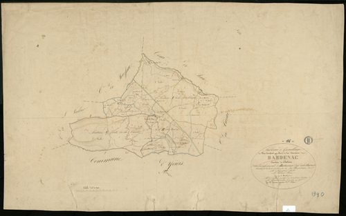 Bardenac - 3 P 29/1 - Tableau d'assemblage.  | 1835